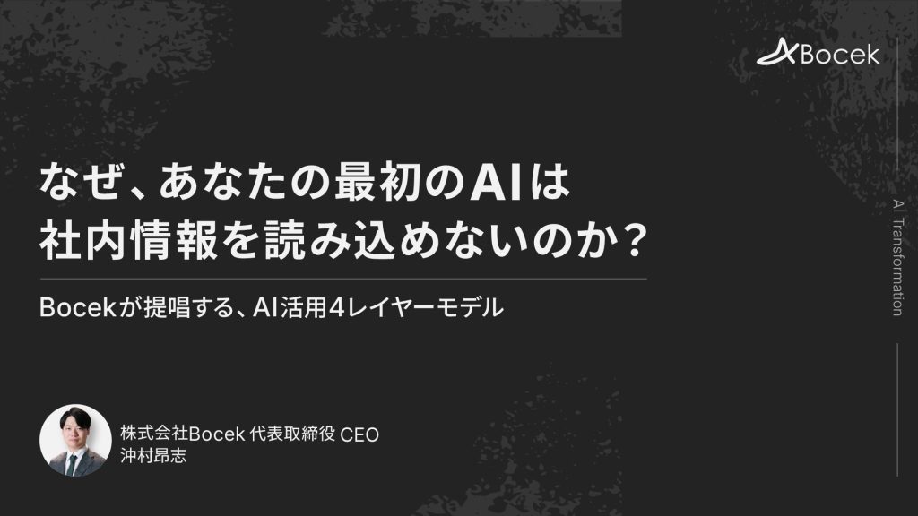 なぜあなたの会社のAIは「社内情報」を読み込めないのか　〜Bocekが提唱する、AI活用4レイヤーモデル〜