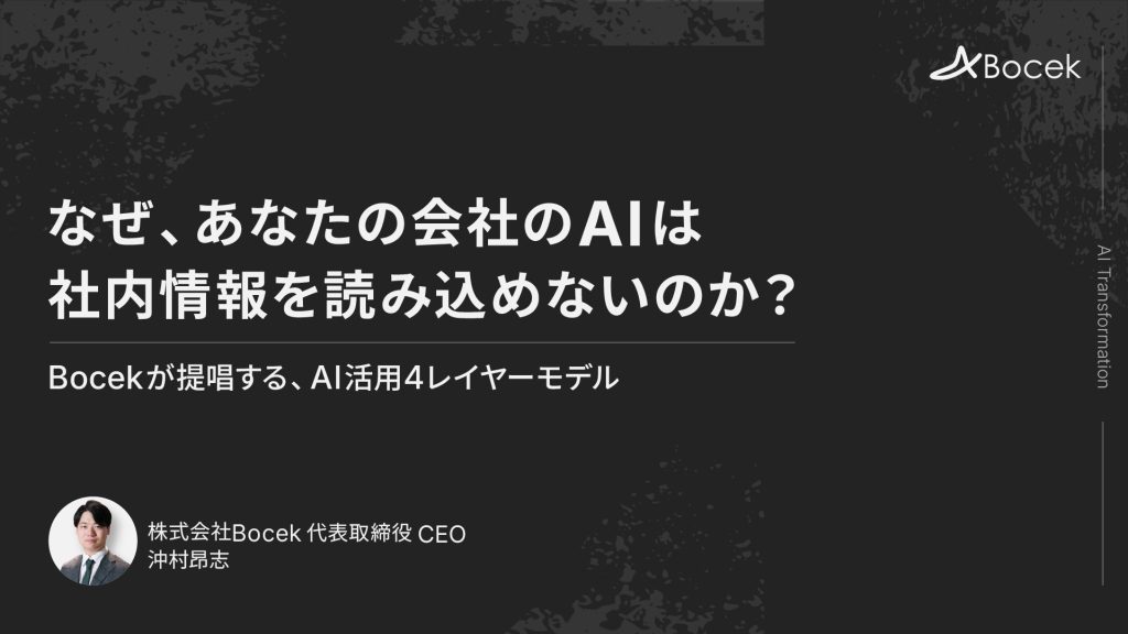 なぜあなたの会社のAIは「社内情報」を読み込めないのか　〜Bocekが提唱する、AI活用4レイヤーモデル〜